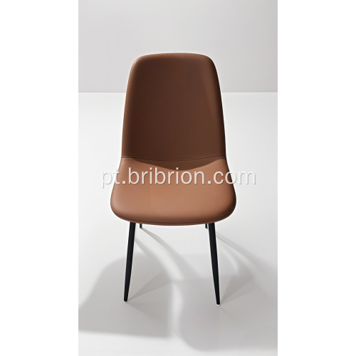 Cadeira de jantar de couro PU com pernas de metal resistente